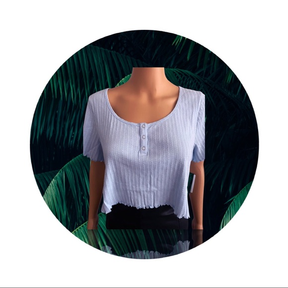 Pointelle Rib Crop Henley BP. - Picture 3 of 9